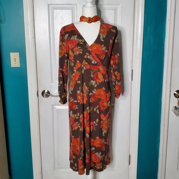 J. Jill Dress XS Midi Dress Brown - Picture 14 of 16
